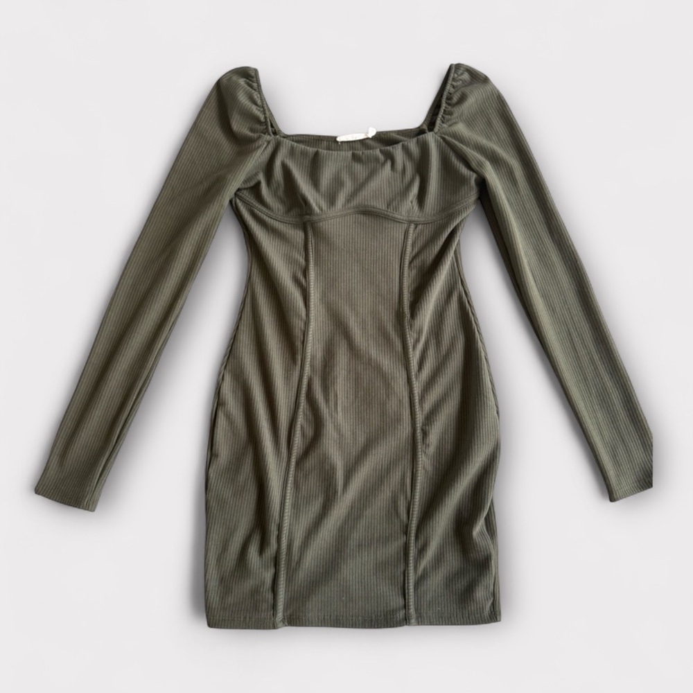 LUSH Olive Green Long Sleeve Bodycon Mini Dress Size XS